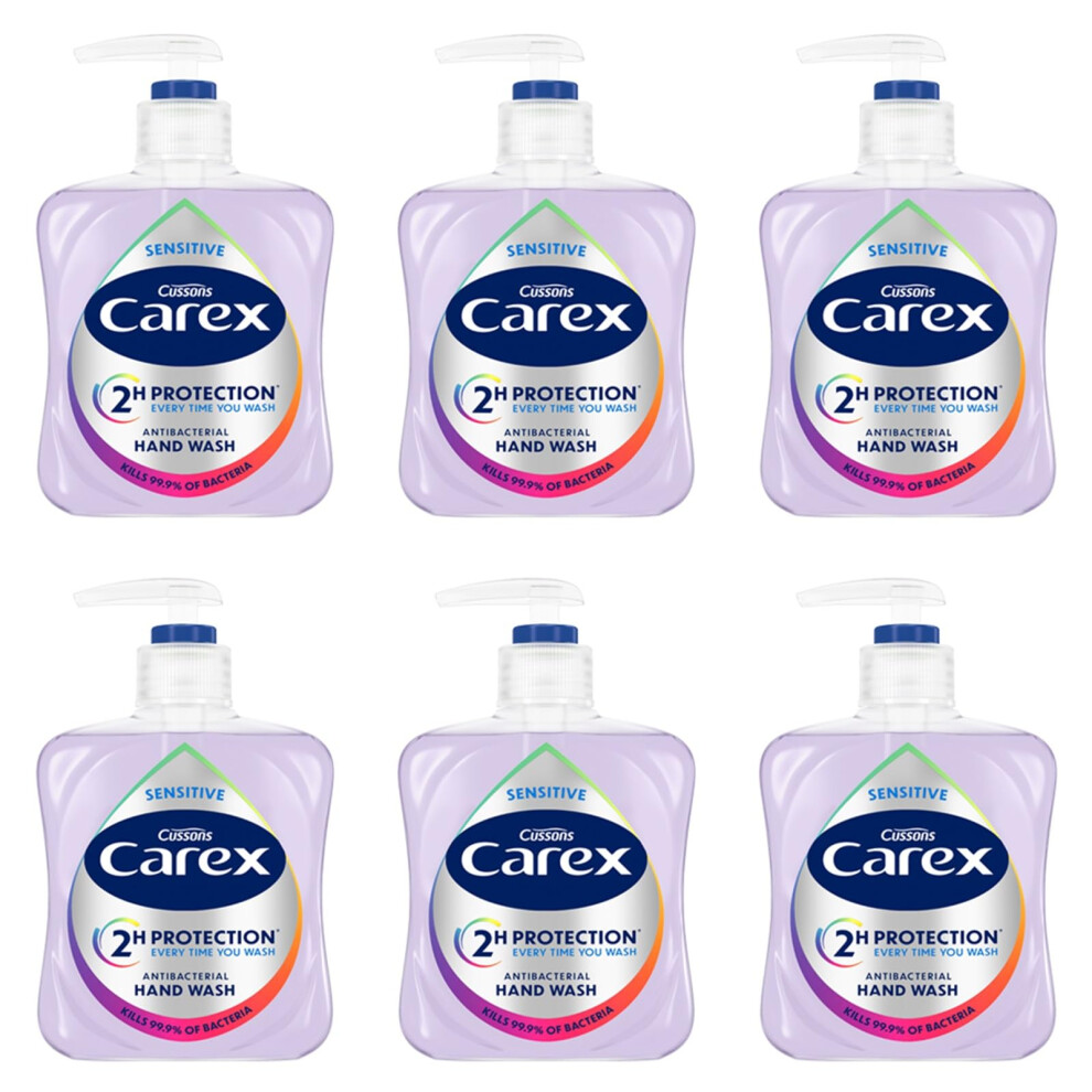 Carex Dermacare Sensitive Antibacterial Hand Wash, Soap For Senstive Skin, Gentle And Protects Hands, Bulk Buy, Pack Of 6 X 250Ml