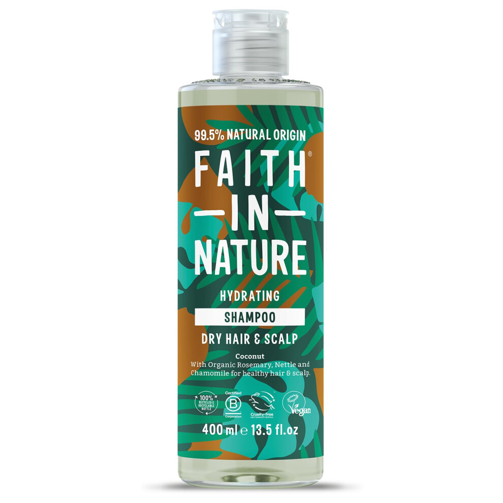 Faith In Nature Organic Coconut Shampoo, Hydrating for Dry Hair & Scalp, Vegan & Cruelty Free, No SLS, Silcones or Parabens, 400ml