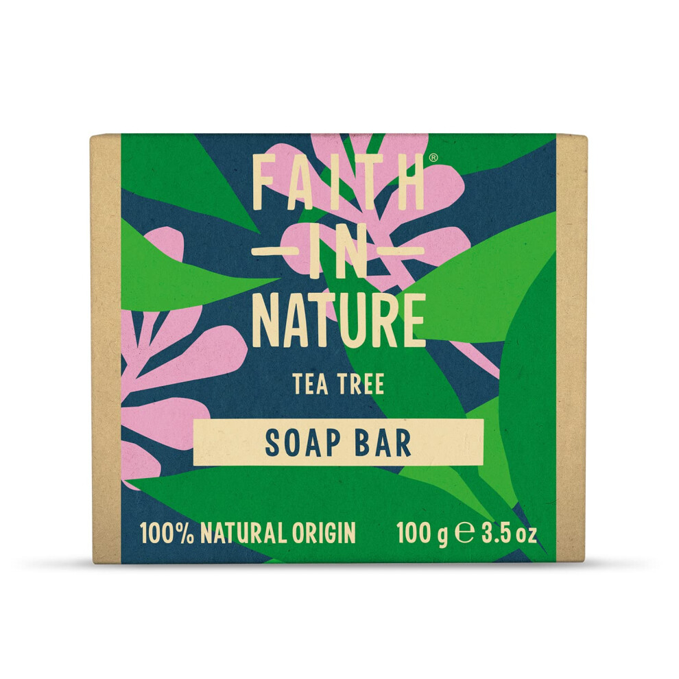 Faith In Nature Natural Tea Tree Hand Soap Bar, Cleansing, Vegan & Cruelty Free, No SLS or Parabens, 100g