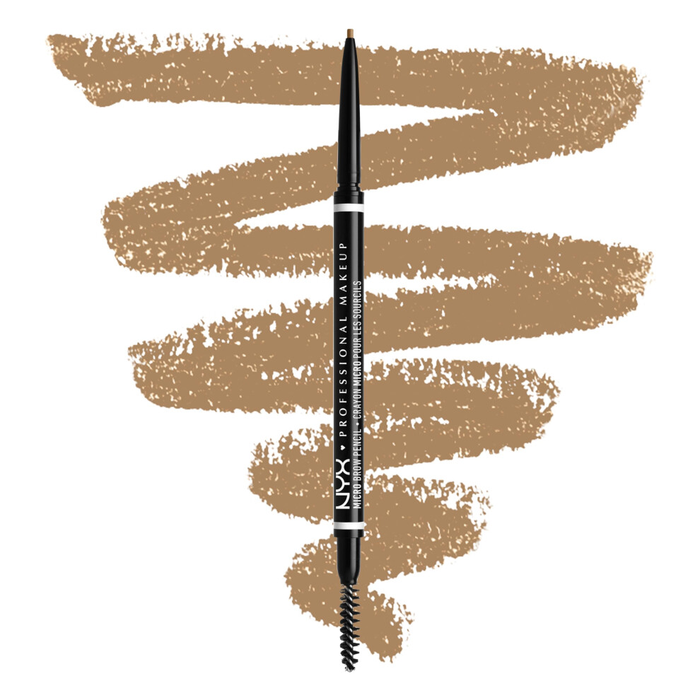 NYX Professional Makeup Micro Brow Pencil, Dual Ended With Mechanical Brow Pencil And Spoolie Brush, Vegan Formula, Shade: Blonde