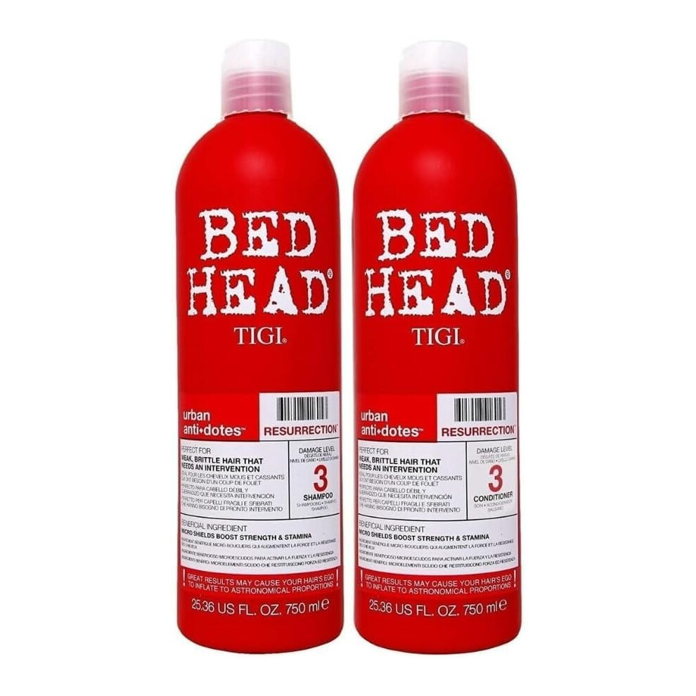 Bedhead by TIGI | Resurrection Shampoo and Conditioner Set | Hair care for brittle and damaged hair | Powerful, regenerating care formula | 2 x 750ml