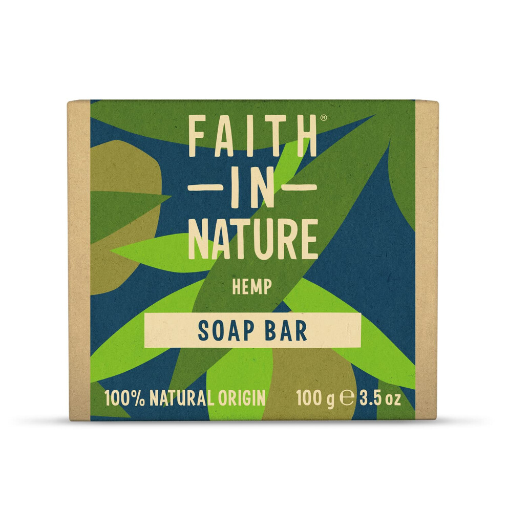 Faith In Nature Natural Hemp Hand Soap Bar, Restoring, Vegan & Cruelty Free, No SLS or Parabens, 100g