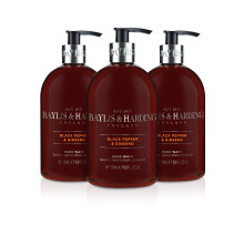 Baylis & Harding Black Pepper and Ginseng Hand Wash, 500 ml (Pack of 3) - Vegan Friendly