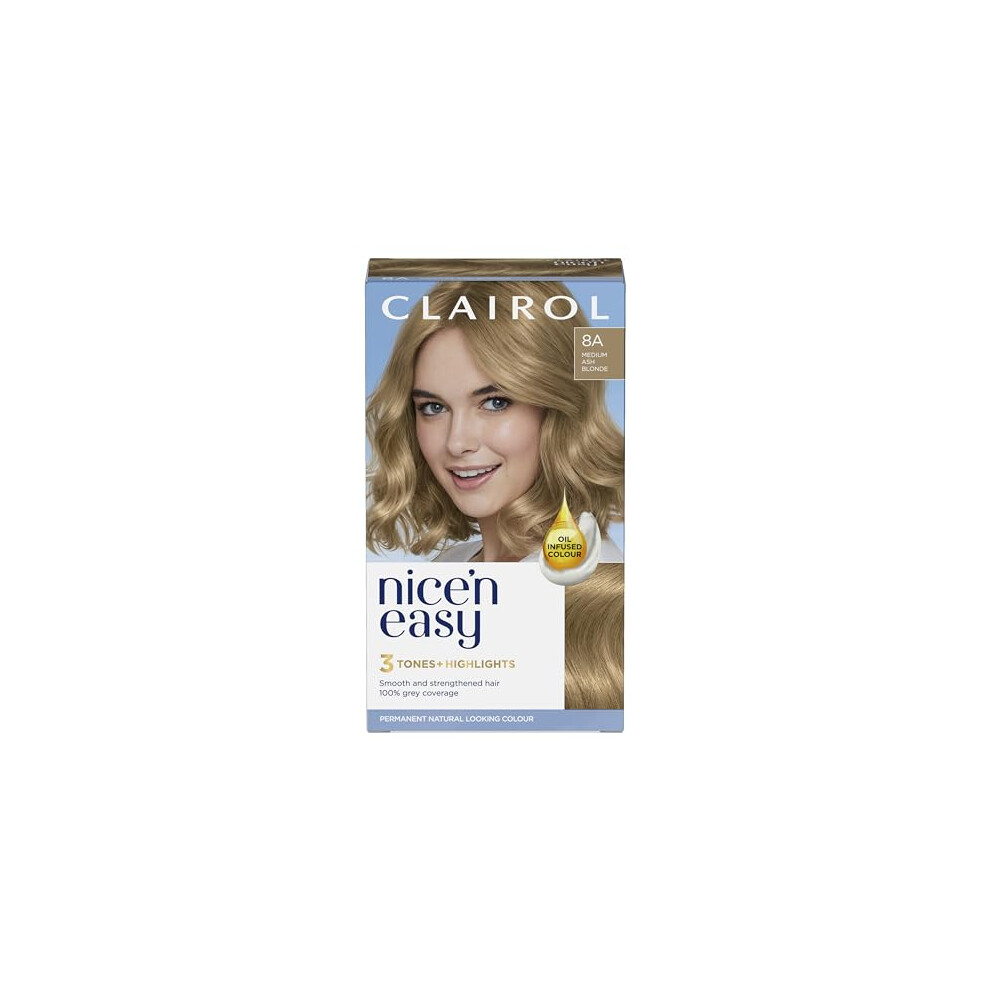 Clairol Nice'n Easy CrÃme Permanent Hair Dye, 8A Medium Ash Blonde