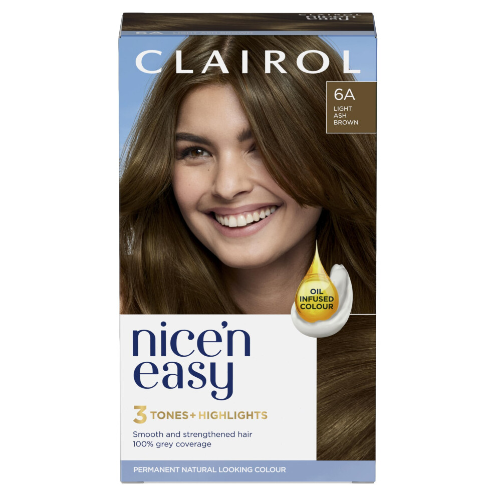 Clairol Nice'n Easy CrÃme, Natural Looking Oil Infused Permanent Hair Dye, 6A Light Ash Brown, 1 Count (Pack of 1)