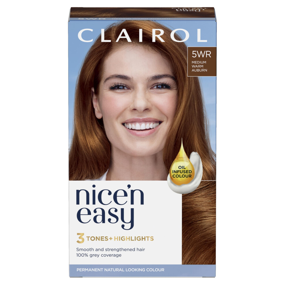 Clairol Red Nice'n Easy CrãMe, Natural Looking Oil Infused Permanent Hair Dye, 5Wr Medium Warm Auburn
