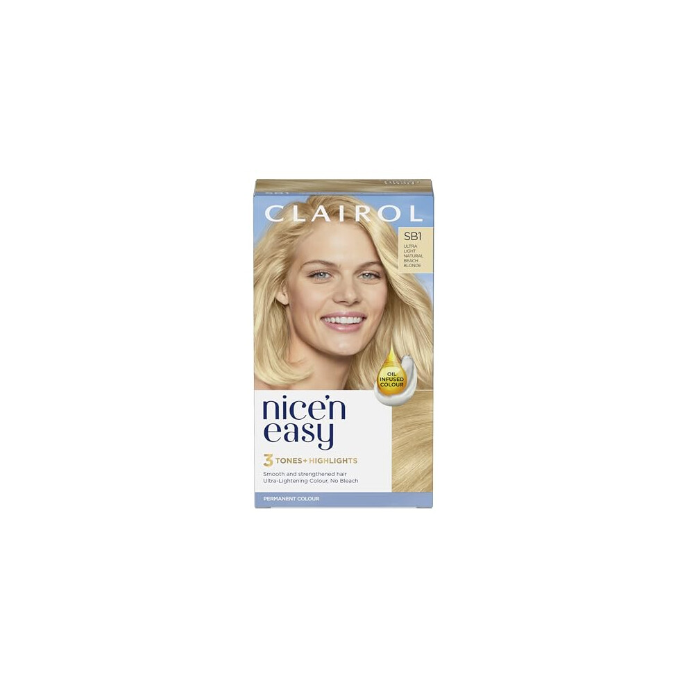 Clairol Nice'n Easy CrÃme, Natural Looking Oil Infused Permanent Hair Dye, SB1 Ultra Light Natural Beach Blonde (Packing May Vary)