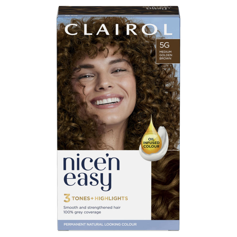 Clairol Nice'n Easy CrÃme, Natural Looking Oil Infused Permanent Hair Dye, 5G Medium Golden Brown