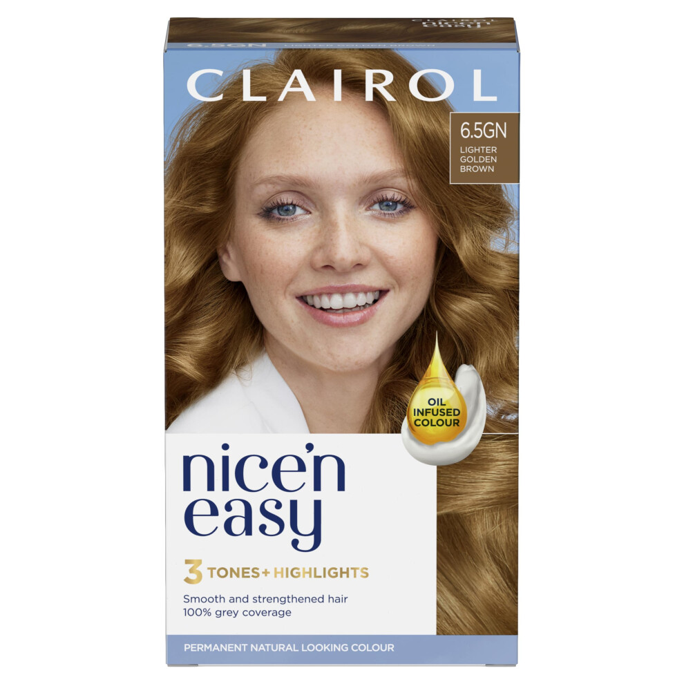 Clairol Brown Nice'n Easy CrãMe, Natural Looking Oil Infused Permanent Hair Dye, 6.5Gn Lighter Golden