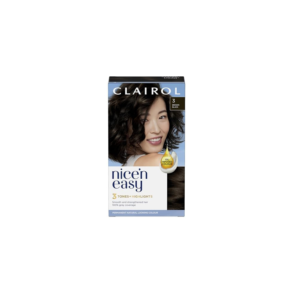 Clairol Nice'n Easy CrÃme, Natural Looking Oil Infused Permanent Hair Dye, 3 Brown Black