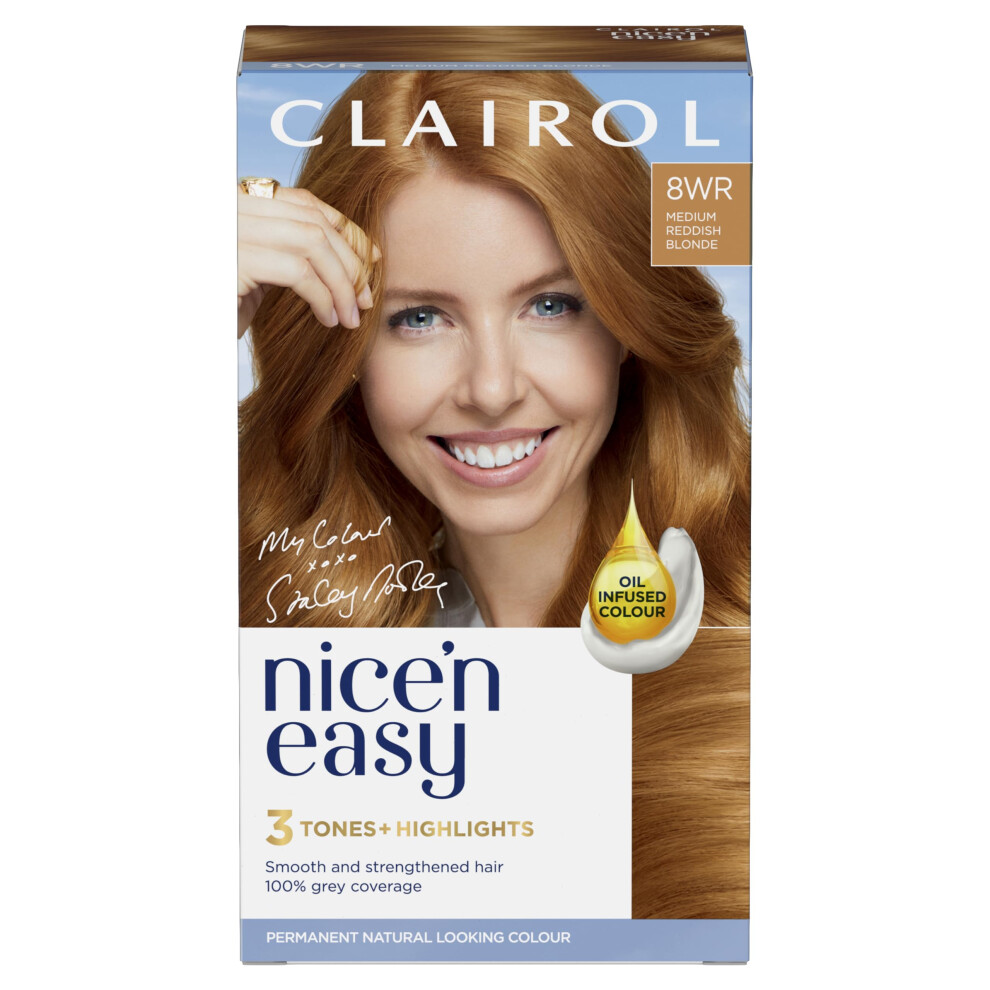 Clairol Nice'n Easy CrÃme, Natural Looking Oil Infused Permanent Hair Dye, 8WR Golden Auburn