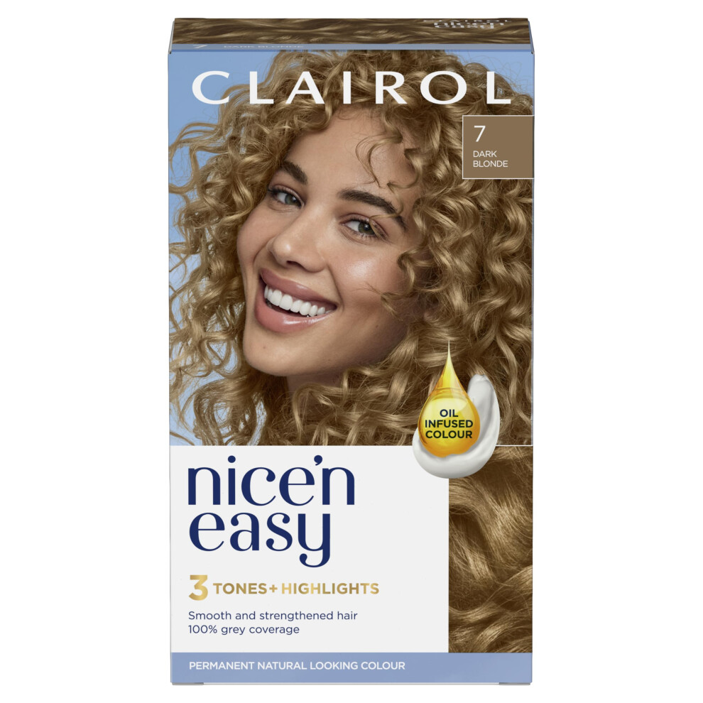 Clairol Nice'n Easy CrÃme, Natural Looking Oil Infused Permanent Hair Dye, 7 Dark Blonde