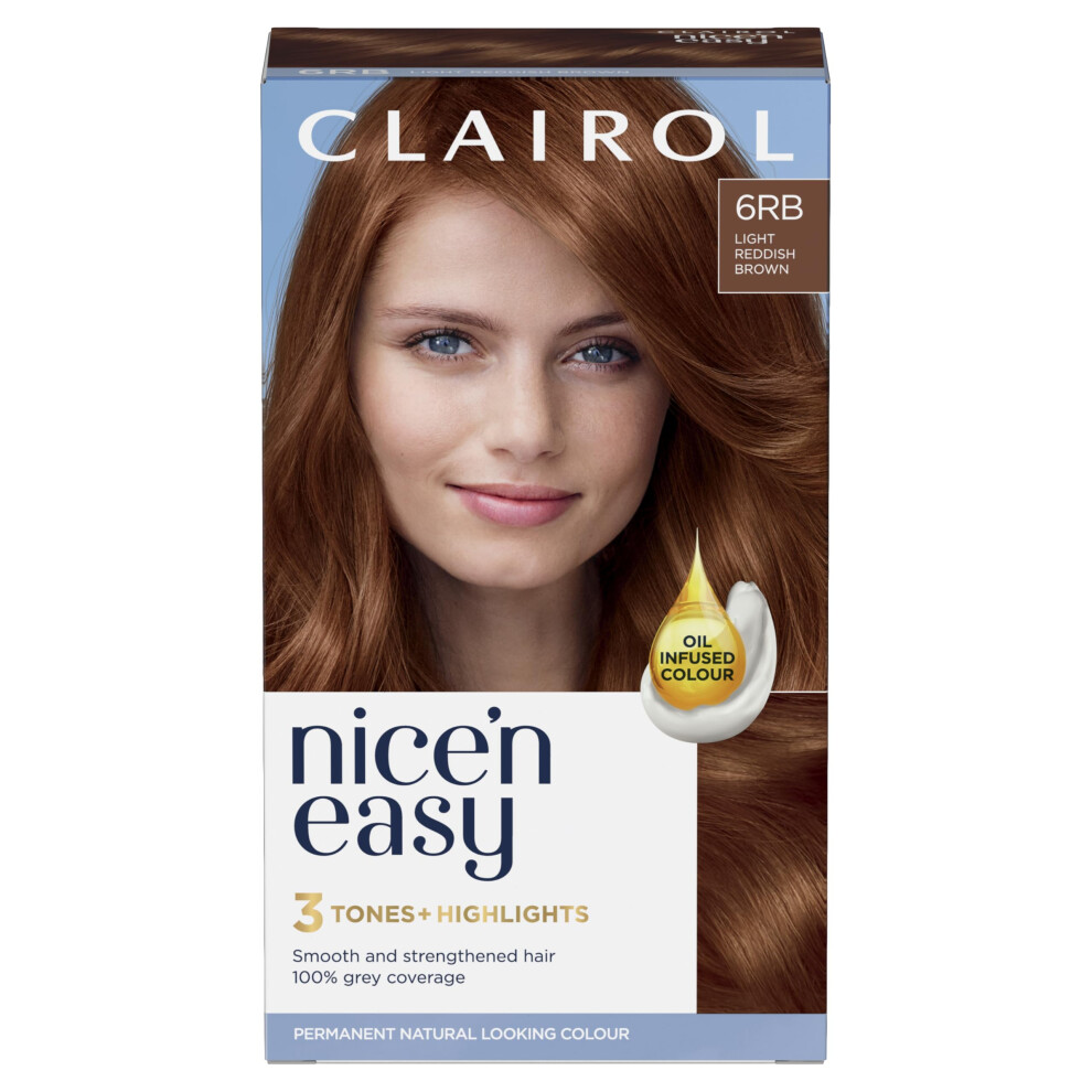 Clairol Nice'n Easy CrÃme, Natural Looking Oil Infused Permanent Hair Dye, 6RB Light Reddish Brown, 1 Count (Pack of 1)