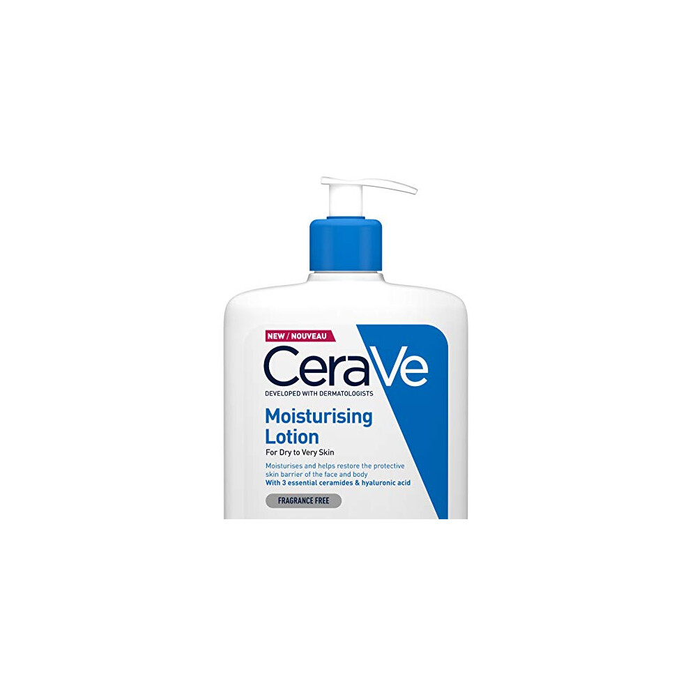 CeraVe Moisturising Lotion, 1 Litre, with Hyaluronic Acid and 3 Essential Ceramides (Daily Face & Body Moisturiser) for Normal to Very Dry Skin