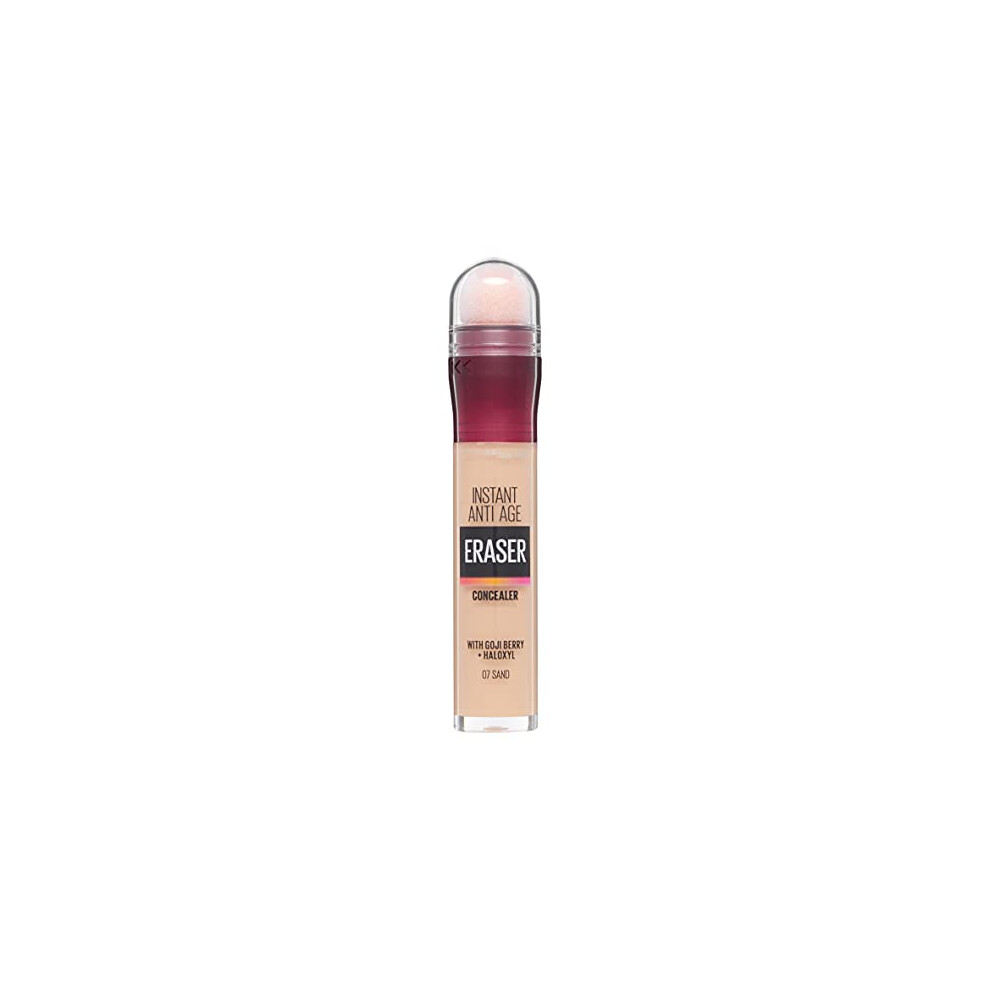 Maybelline Instant Anti Age Eraser Eye Concealer, Dark Circles and Blemish Concealer, Ultra Blendable Formula, 07 Sand