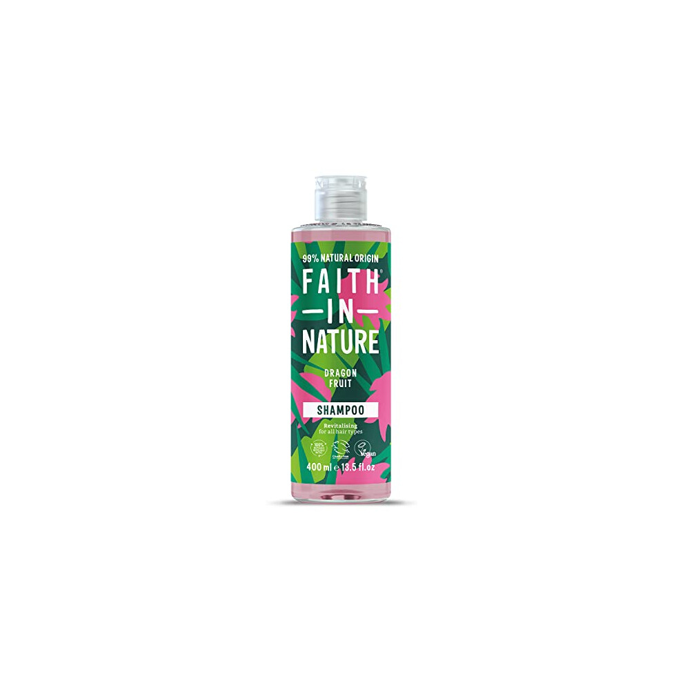 Faith In Nature Natural Dragon Fruit Shampoo, Revitalising for Oily Hair & Scalp, Vegan & Cruelty Free, No SLS, Silicones or Parabens, 400ml