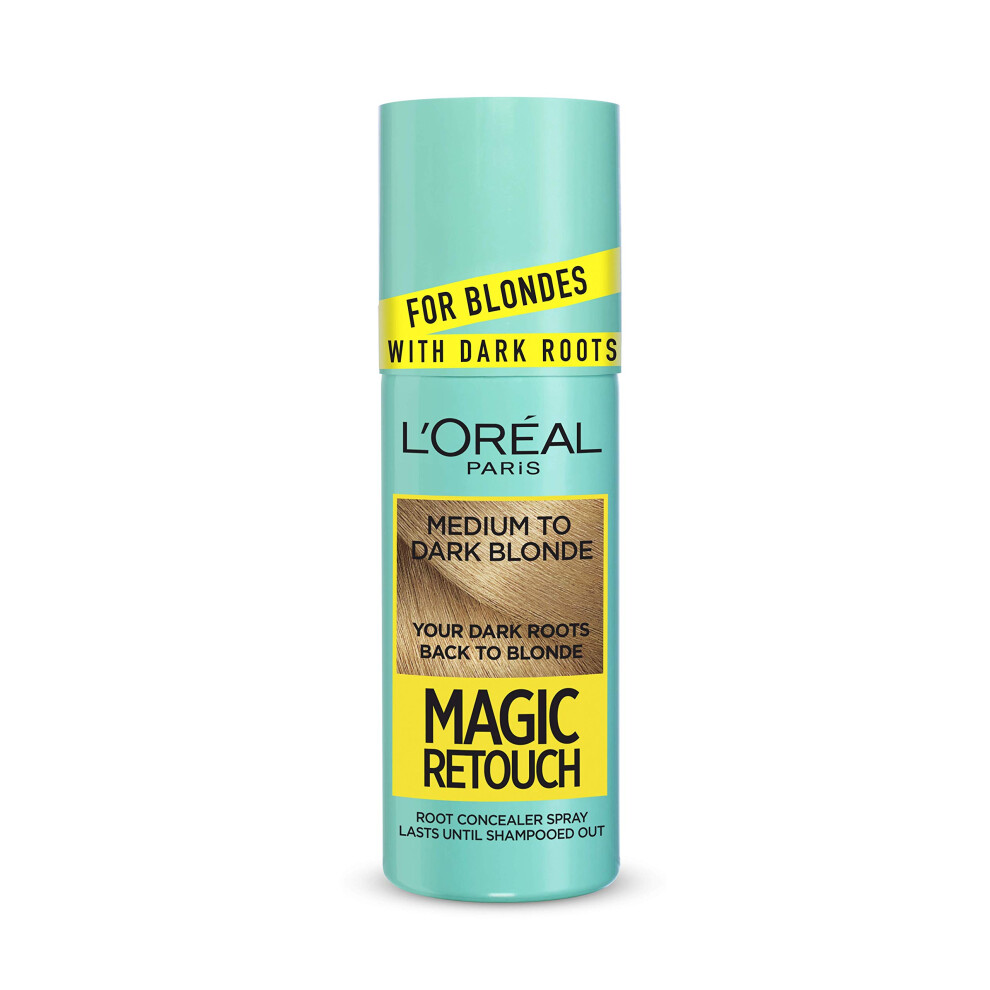 L'OrÃal Magic Retouch Dark Roots, Instant Root Concealer Spray for Blondes with Dark Roots, 75 ml, Colour: Medium to Dark Blonde