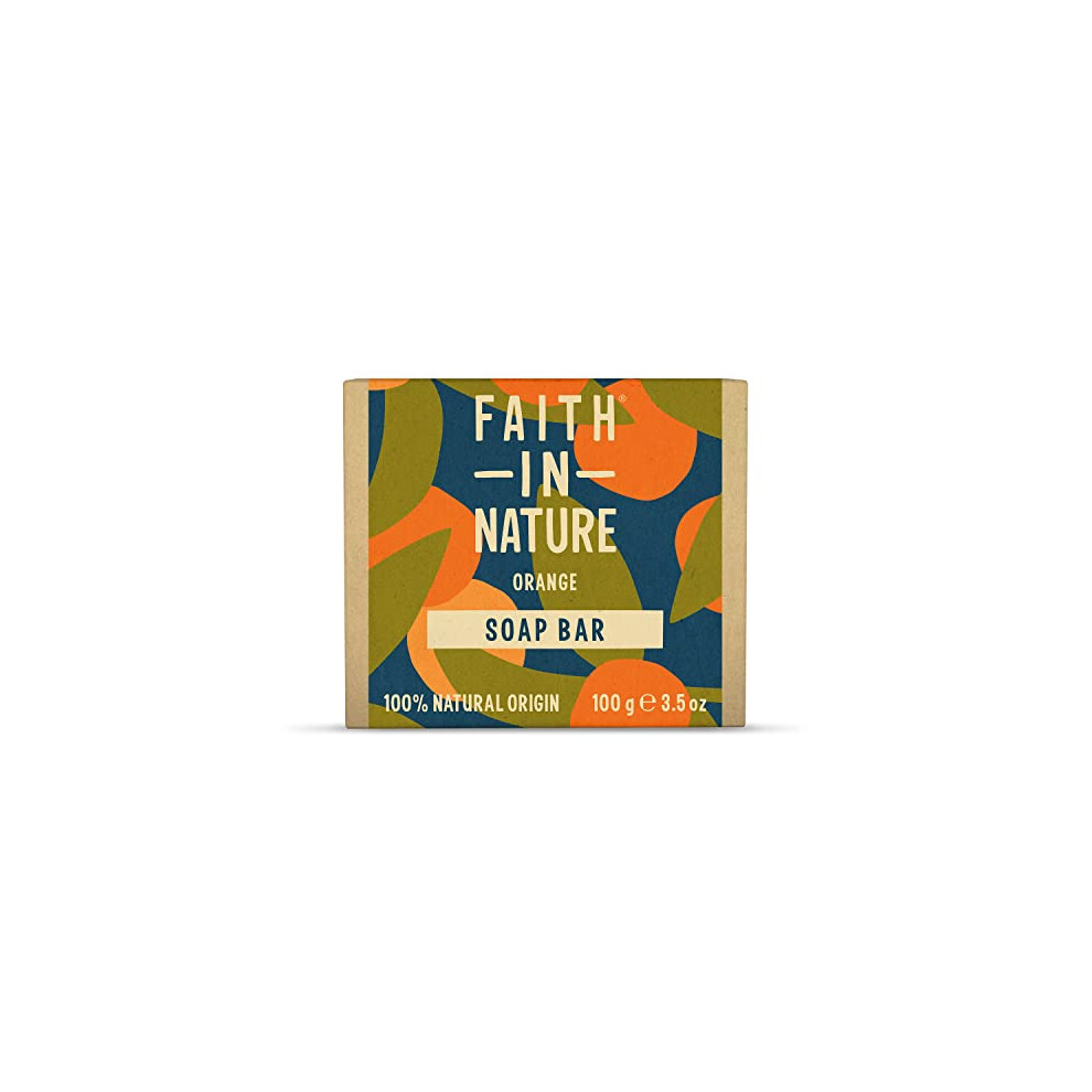 Faith In Nature Natural Orange Hand Soap Bar, Detoxifying, Vegan & Cruelty Free, No SLS or Parabens, 100g