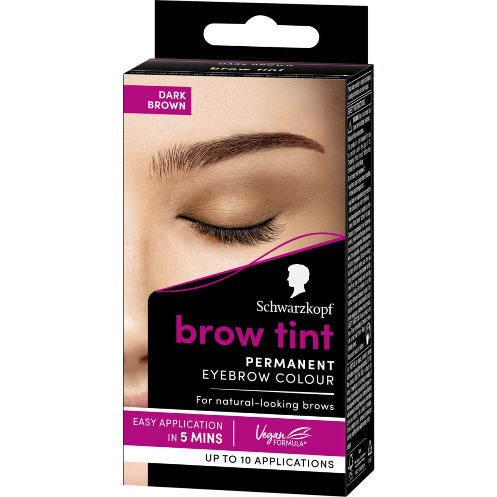 Schwarzkopf Eyebrow Tint, permanent eyebrow colour, eyebrow dye kit for natural looking brows, Dark Brown