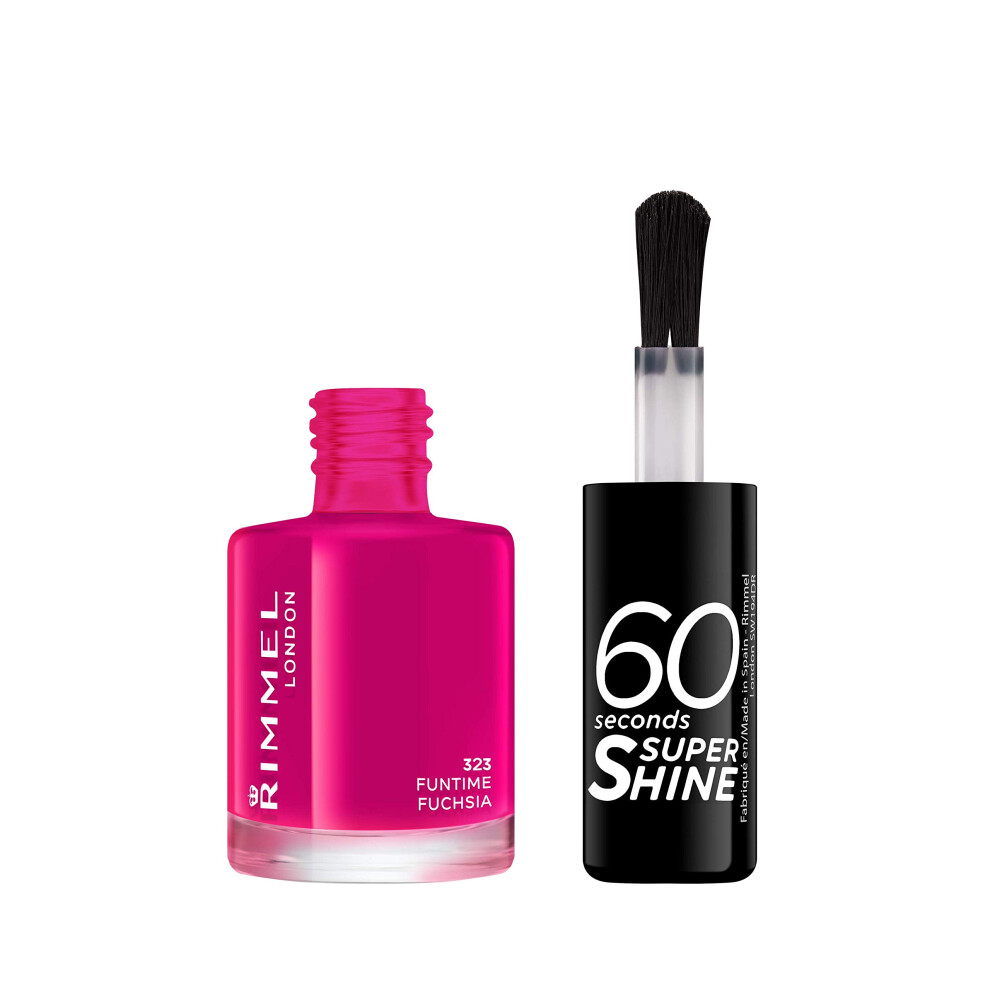 Rimmel 60 Seconds Super Shine Nail Polish - 8 ml, Funtime Fushia