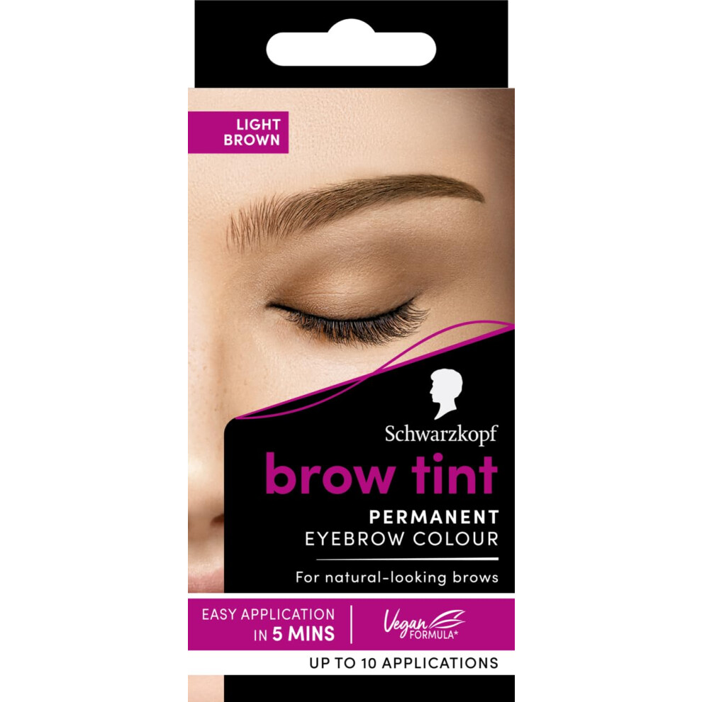 Schwarzkopf Brow Tint Professional formula Eyebrow Dye Brow Tinting Kit with Gentle Permanent Colour - Light Brown