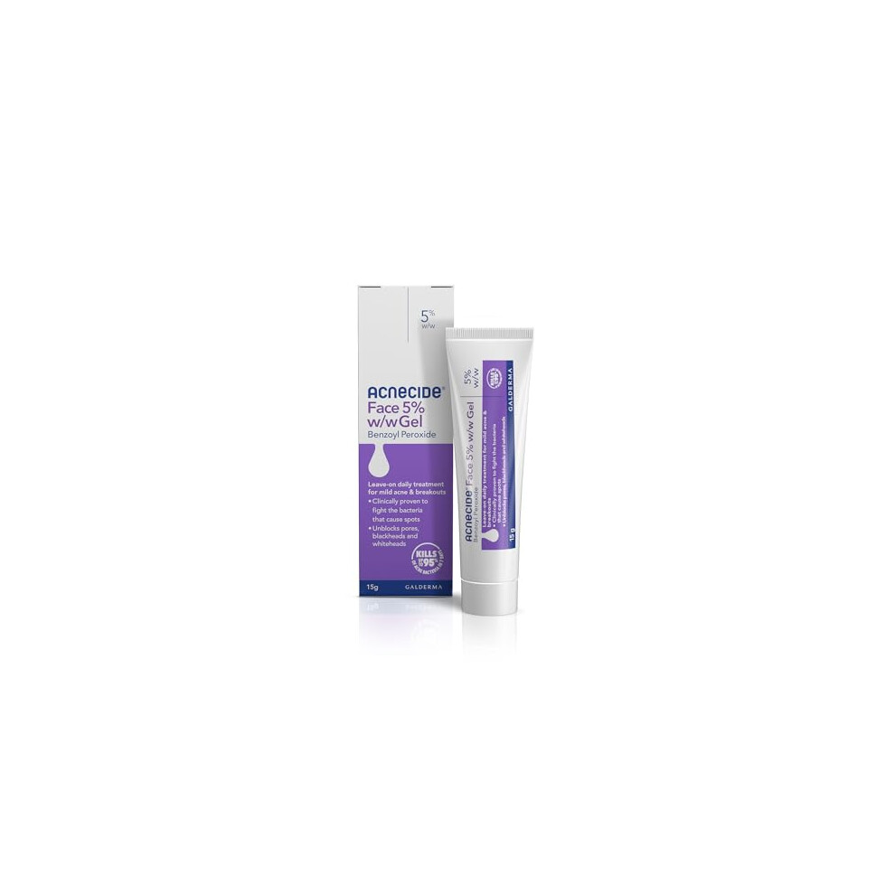 Acnecide Face Gel 5% Benzoyl Peroxide Acne Treatment For Spot Prone Skin 15G