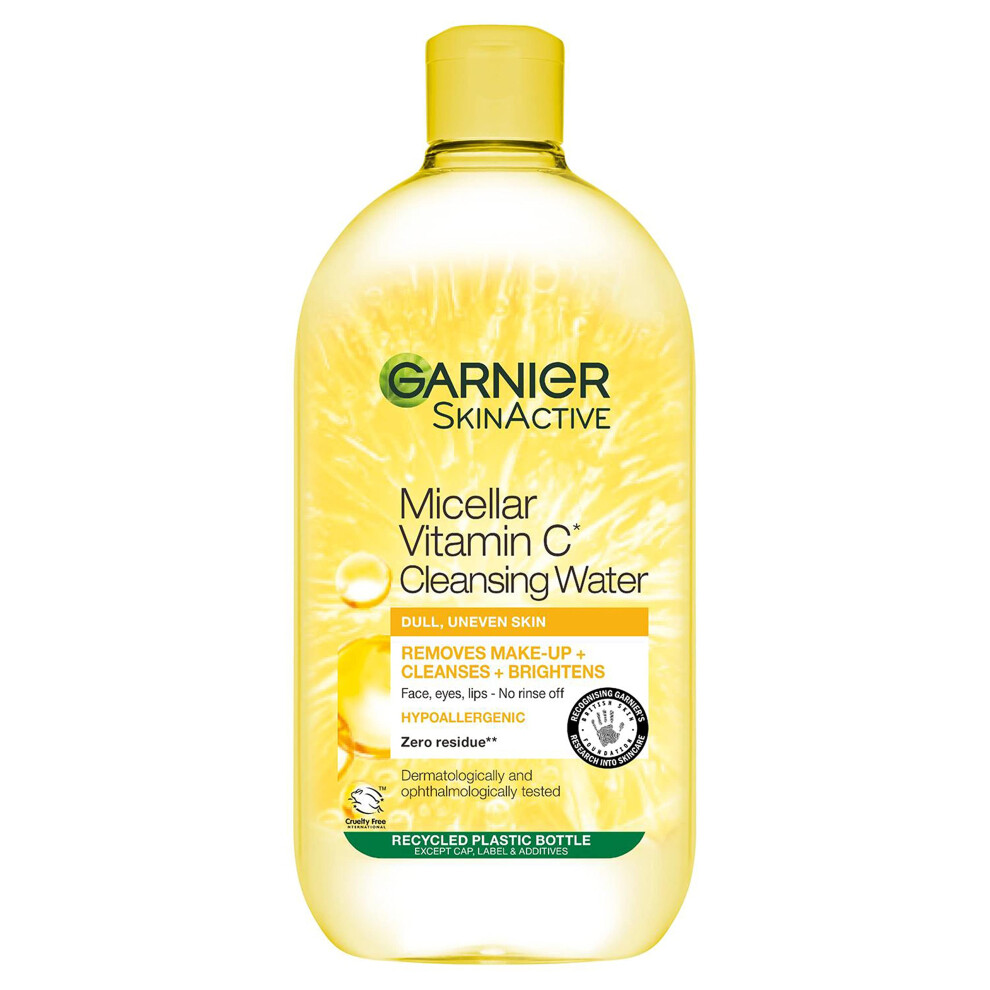 Garnier Micellar Vitamin C Water For Dull Skin 700Ml, Brightening & Glow-Boosting Face Cleanser & Makeup Remover