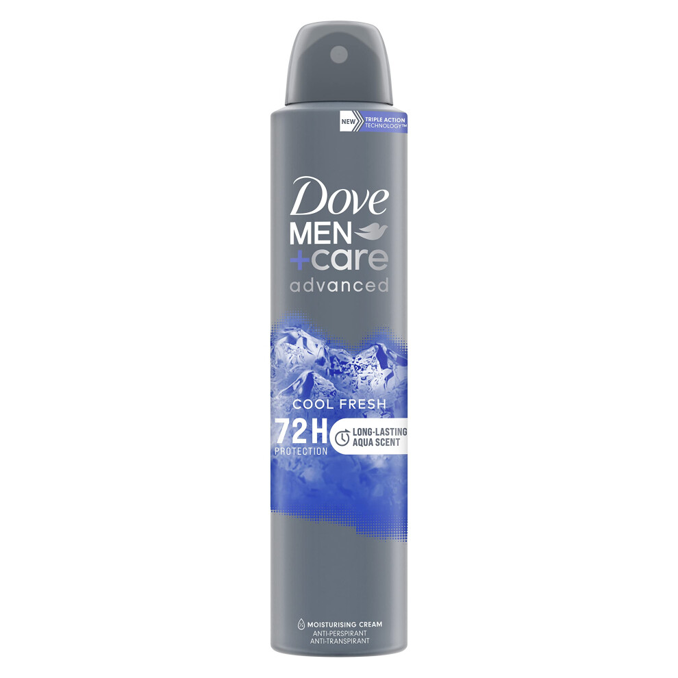 Dove Men+Care Advanced Cool Fresh Antiperspirant Aerosol deodorant for men with 1/4 moisturising cream for 72h sweat and odour protection 200 ml