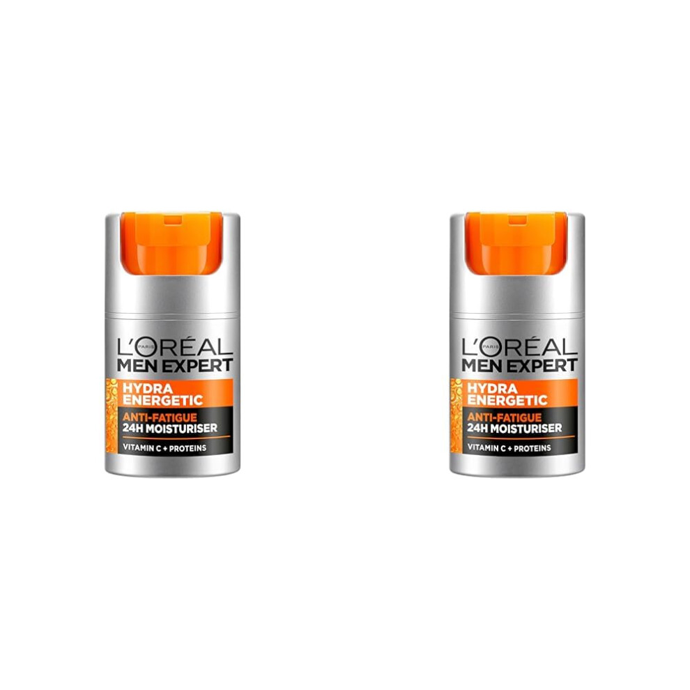 L'Oreal Men Expert Hydra Energetic Anti-Fatigue Moisturiser, with proteins and Vitamin C - 50ml (Pack of 2)