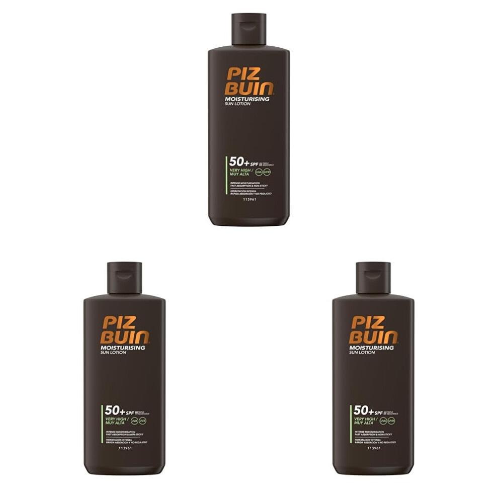 Piz Buin Moisturising Sun Lotion SPF50+, 200ml (Packaging May Vary) (Pack of 3)