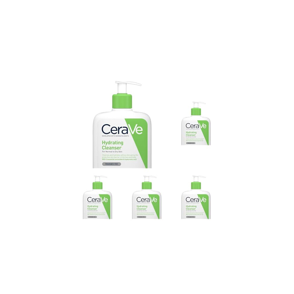 CeraVe Hydrating Cleanser for Normal to Dry Skin 236 ml with Hyaluronic Acid and 3 Essential Ceramides (Pack of 5)