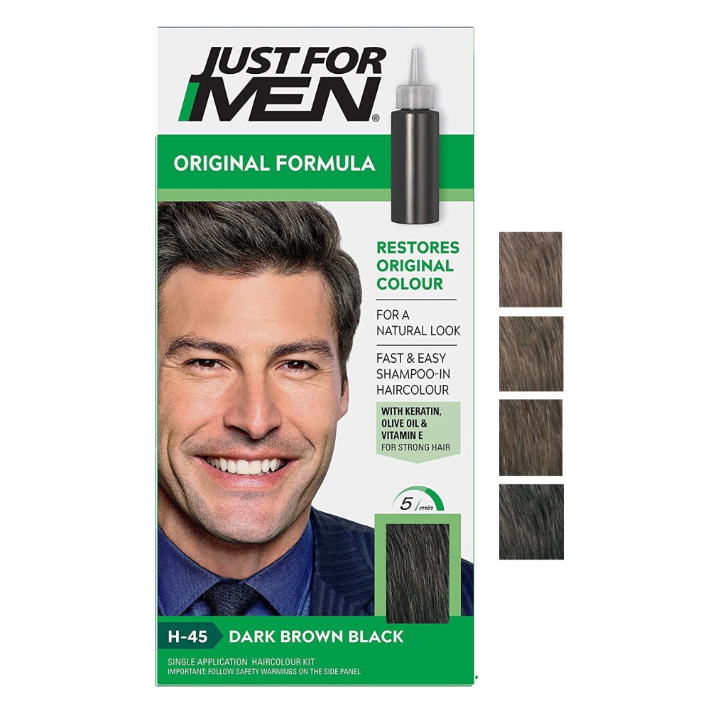 Just For Men Original Formula Dark Brown Black Hair Dye, Targets Only The Grey Hairs, Restoring The Original Colour For a Natural Look Ã¢ H45