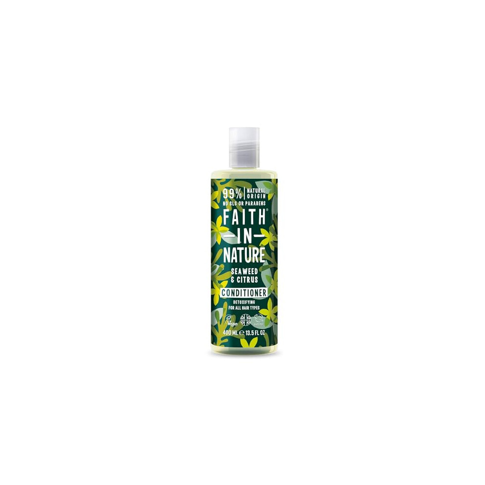 Faith In Nature Natural Seaweed & Citrus Conditioner, Detoxifying for Oily Hair & Scalp, Vegan & Cruelty Free, No SLS, Silicones or Parabens, 400ml