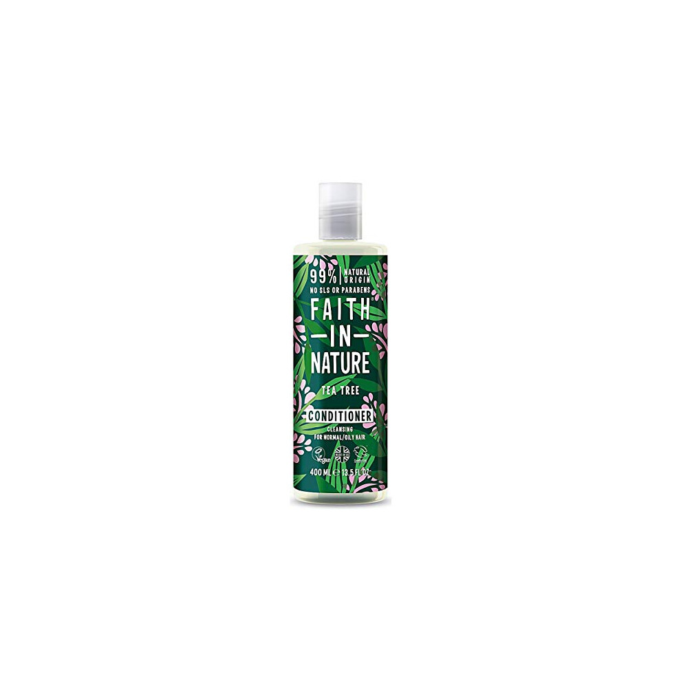 Faith In Nature Natural Tea Tree Conditioner, Cleansing, Vegan & Cruelty Free, No SLS or Parabens, For Normal to Oily Hair, 400ml