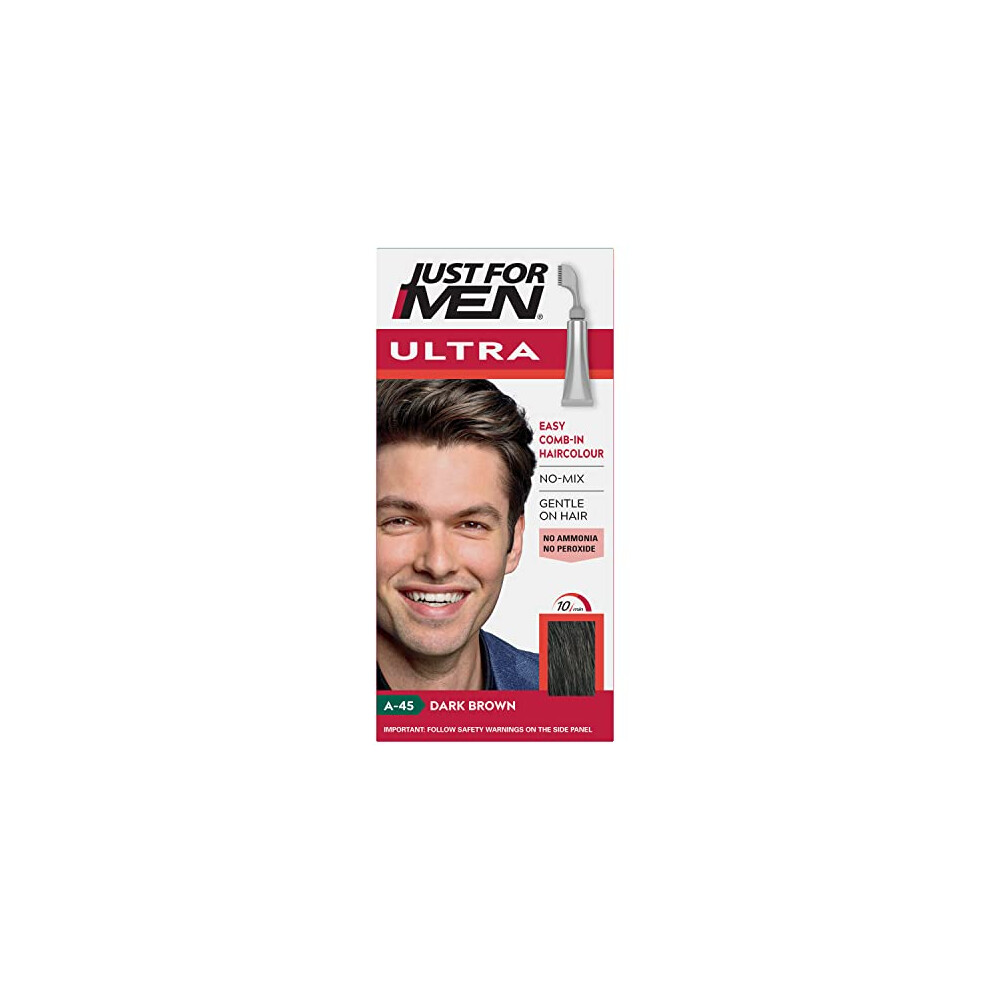 Just For Men Ultra Dark Brown Ammonia Free Hair Colour Dye, No Mix Comb-In Applicator to Comb Away The Greys, Ammonia & Peroxide Free Ã¢ A45