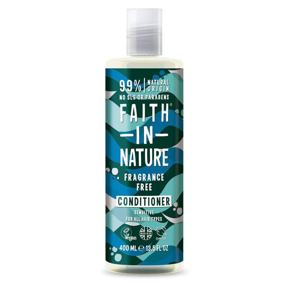 Faith In Nature Natural Fragrance Free Conditioner, Sensitive, Vegan & Cruelty Free, No SLS or Parabens, for All Hair Types, 400ml