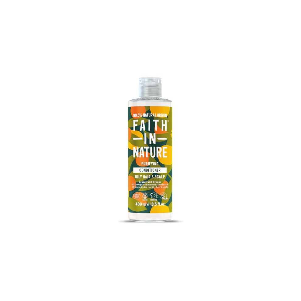 Faith In Nature Natural Grapefruit & Orange Conditioner, Purifying for Oily Hair & Scalp, Vegan & Cruelty Free, No SLS, Silicones or Parabens, 400ml