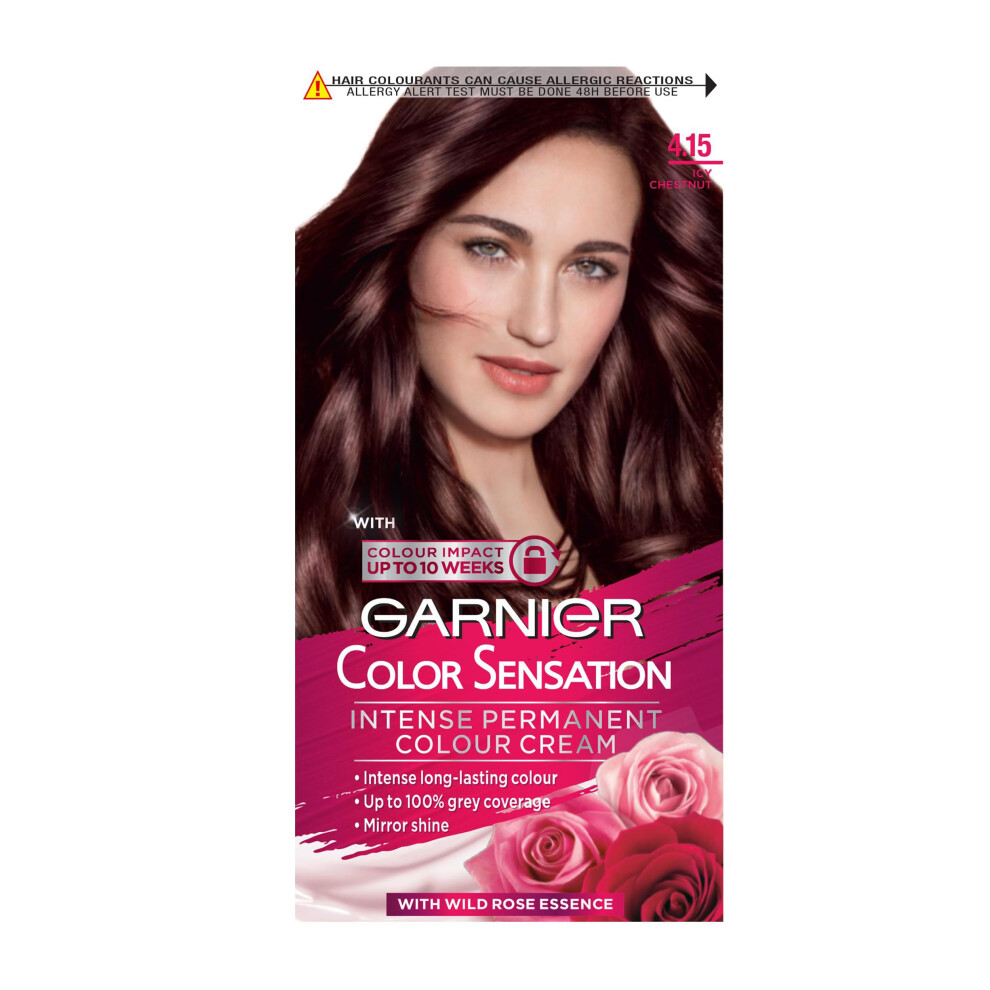 Garnier Color Sensation Brown Hair Dye Permanent 4.15, Icy Chestnut Brown