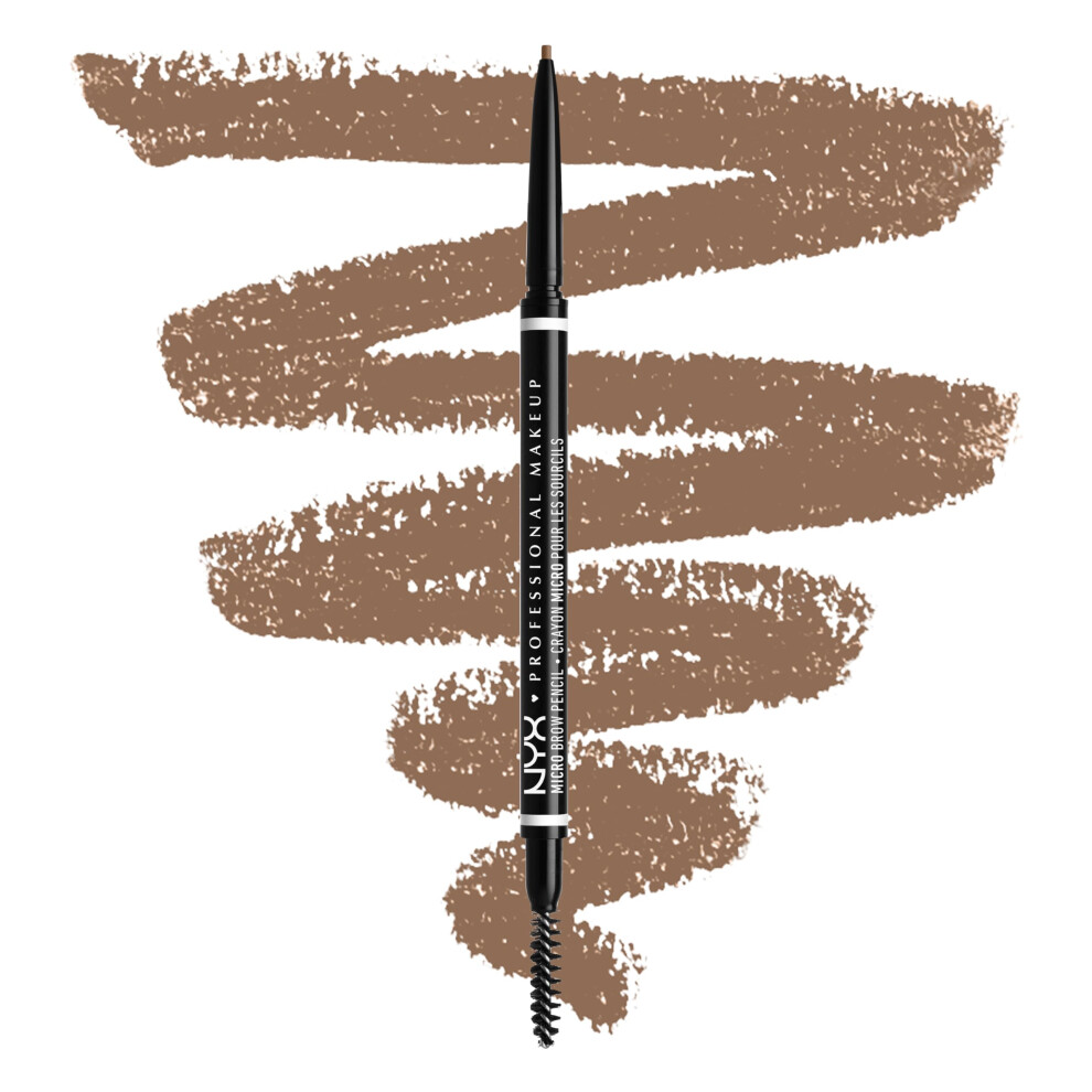 NYX Professional Makeup Micro Brow Pencil, Dual Ended with Mechanical Brow Pencil and Spoolie Brush, Vegan Formula, Shade: Taupe