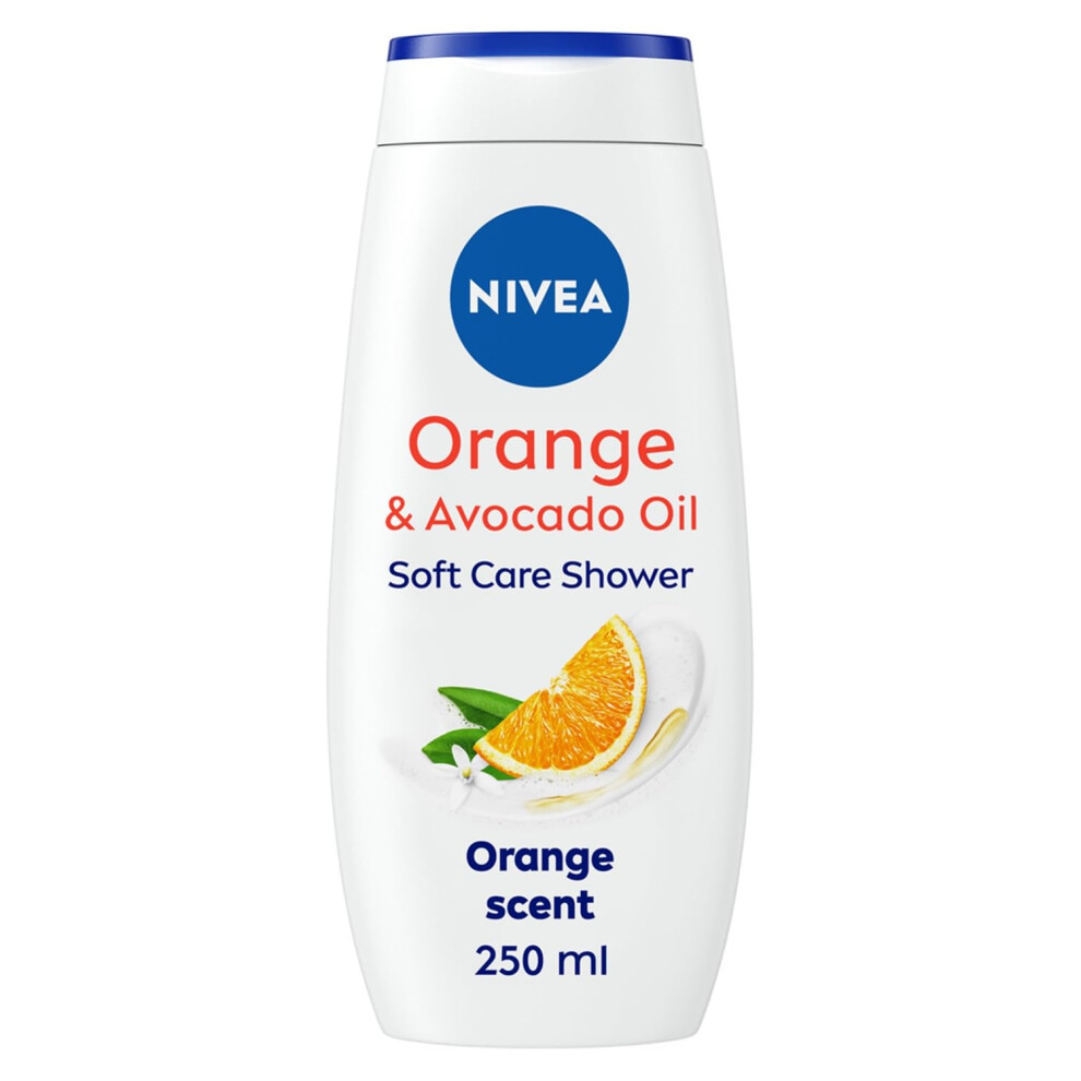 NIVEA Indulgent Moisture Orange Shower Cream, (250 ml, Pack of 6), Moisturising Shower Gel with Avocado Oil Luxurious Body Wash for Women, Body Wash