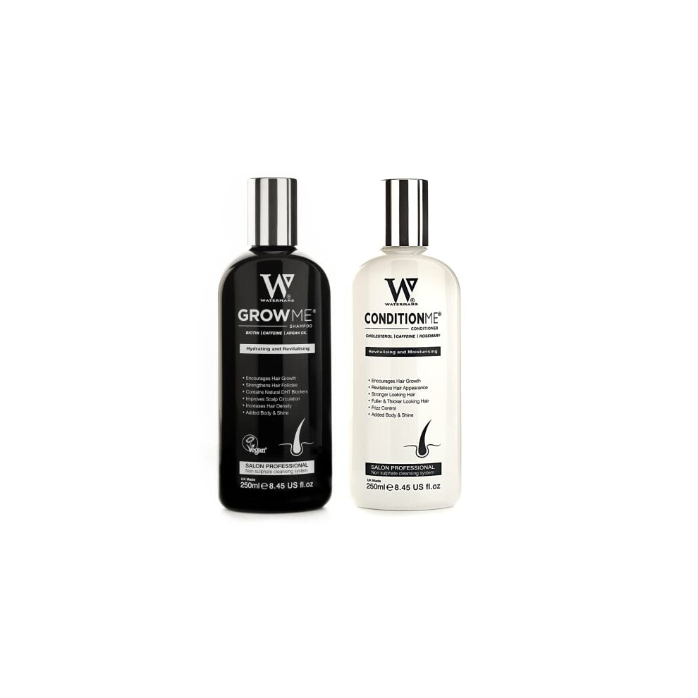 Hair Growth Shampoo & Conditioner by Watermans UK Biotin, Argan Oil, Allantoin, Rosemary, Niacinamide, Lupin. Male & Female Hair Loss Products