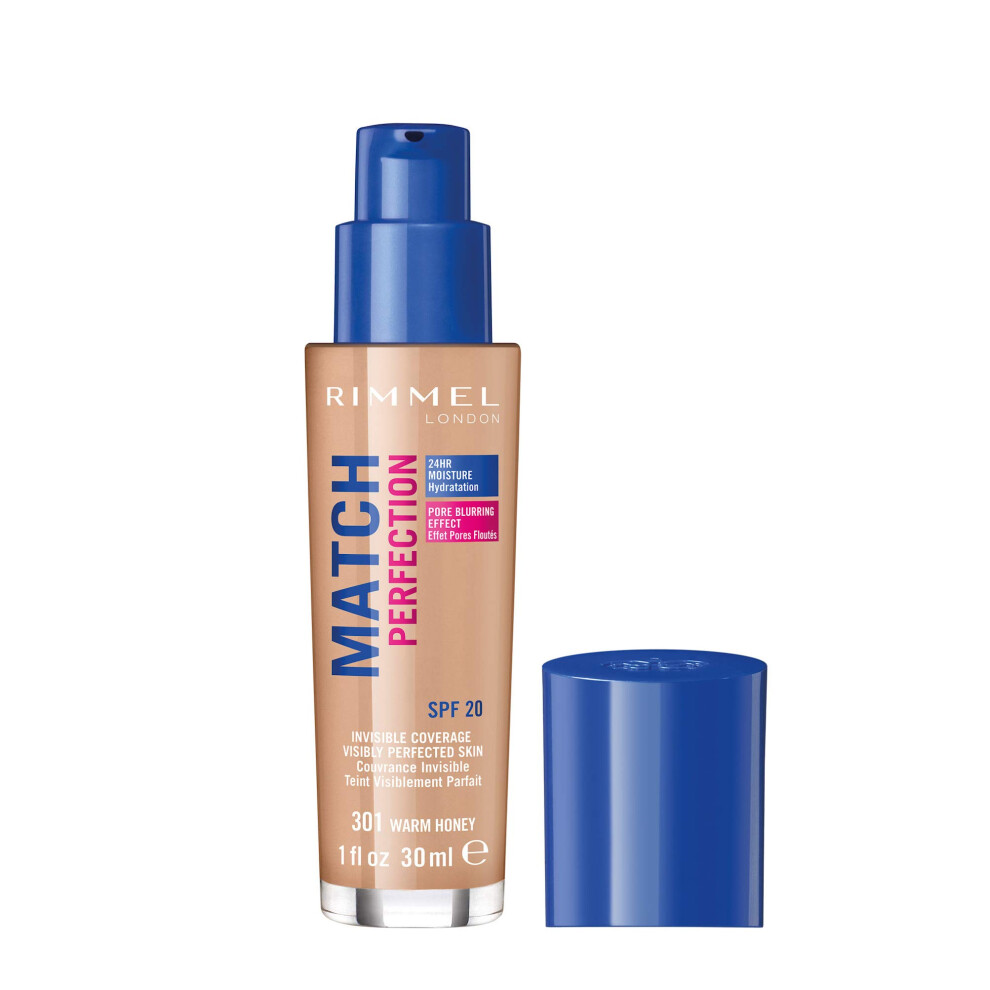 Rimmel Match Perfection Foundation, SPF 20, 301 Warm Honey, 30 ml