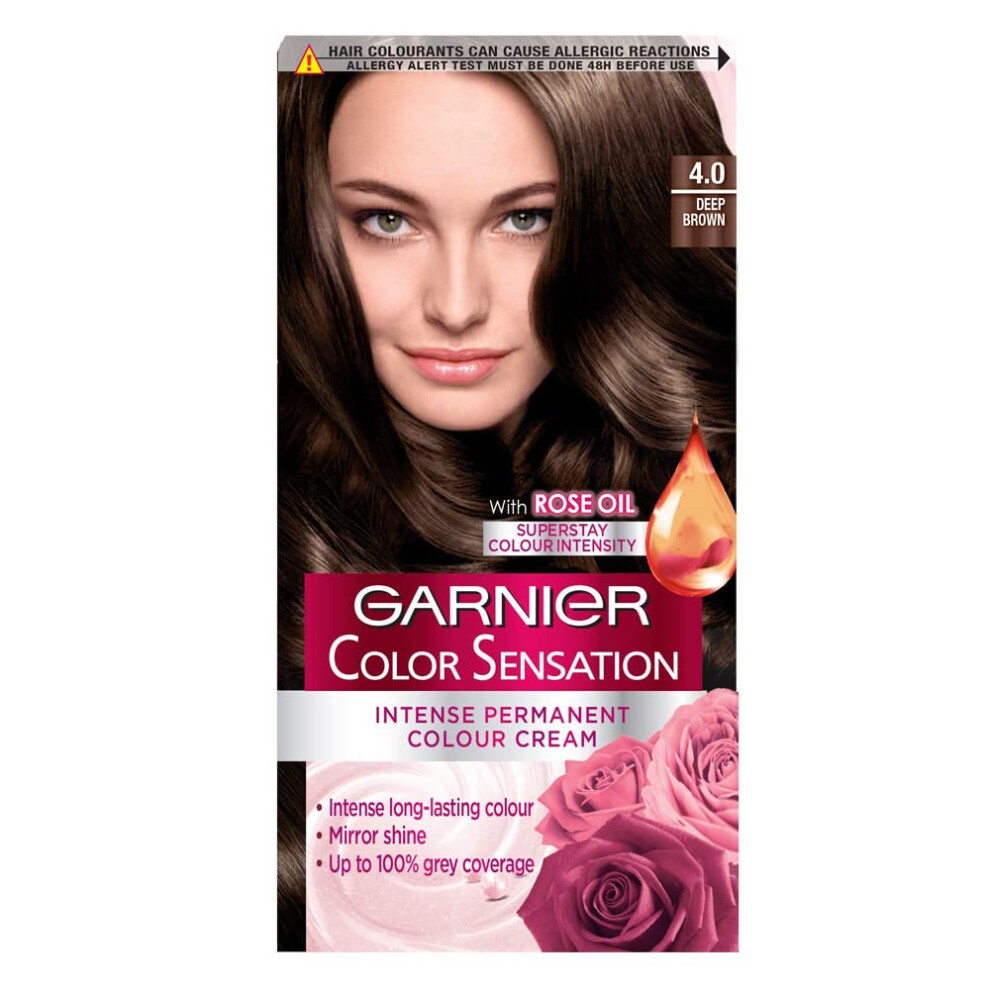 Garnier Color Sensation 4.0 Permanent Hair Dye, Deep Brown, Pack of 3