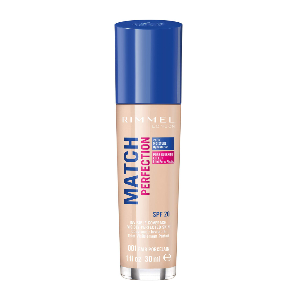 Rimmel Match Perfection Liquid Foundation, 001 Fair Porcelain, 30ml