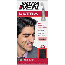 Just For Men Ultra Real Black Hair Colour Dye, No Mix Comb-In Applicator to Comb Away The Greys, Ammonia & Peroxide Free â A55