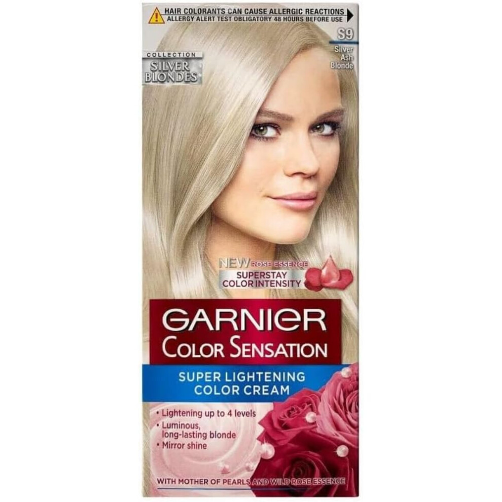 Garnier Color Sensation Vivids Blonde Hair Dye Permanent Silver Ash Blonde S9,Packaging may vary