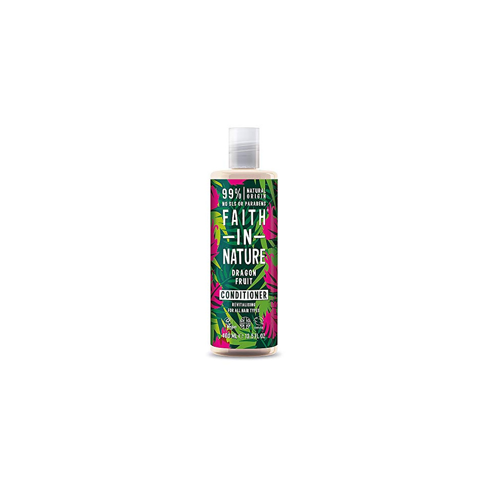 Faith In Nature Natural Dragon Fruit Conditioner, Revitalising for Oily Hair & Scalp, Vegan & Cruelty Free, No SLS, Silicones or Parabens, 400ml