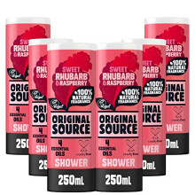 Original Source Rhubarb & Raspberry Shower Gel Multipack - 6 x 250 ml, 100% Natural Fragrance, Vegan, Cruelty-Free, Paraben-Free
