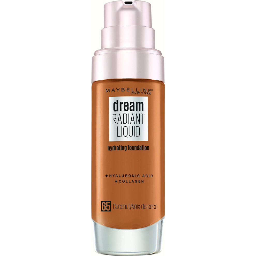 Maybelline New York Make-Up, Dream Radiant Liquid Make-Up, Liquid Foundation, No. 65 Coconut, 30 ml