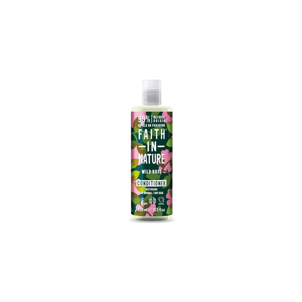 Faith In Nature Natural Wild Rose Conditioner, Nourishing for Normal Hair & Scalp, Vegan & Cruelty Free, No SLS, Silicones or Parabens, 400ml